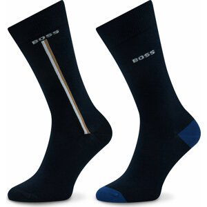 Sada 2 párů pánských vysokých ponožek Boss 50478336 Dark Blue 403