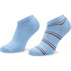 Sada 2 párů dámských nízkých ponožek Tommy Hilfiger 701223804 Light Blue/Multicolor 004