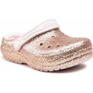 Nazouváky Crocs Classic Lined Glitter Clog K 207462 Gold/Barely Pink