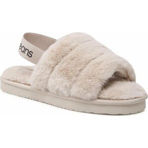 Bačkory Calvin Klein Jeans Home Slipper Fakefur Elastic YW0YW00751 Eggshell ACF