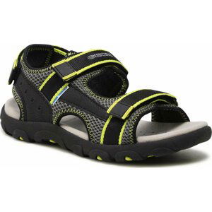 Sandály Geox J S.Strada A J1524A 014CE C9151 S Black/Fluo Yellow