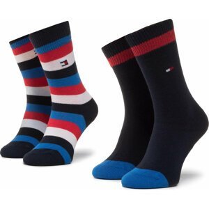 Sada 2 párů dětských vysokých ponožek Tommy Hilfiger 354009001 Midnight Blue 023