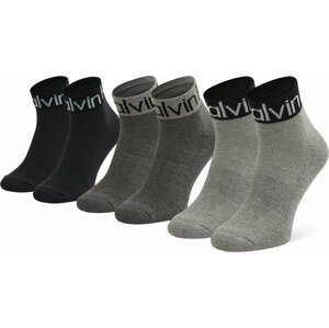 Sada 3 párů pánských vysokých ponožek Calvin Klein 701218722 Mid Grey Melange 003