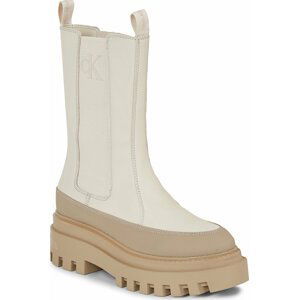 Polokozačky Calvin Klein Jeans Flatform Chelsea Boot Lth Wn YW0YW01111 Eggshell/Travertine 0F7