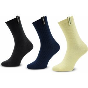 Sada 3 párů dámských vysokých ponožek KARL LAGERFELD 230W6002 Blue/Black/Yellow 383