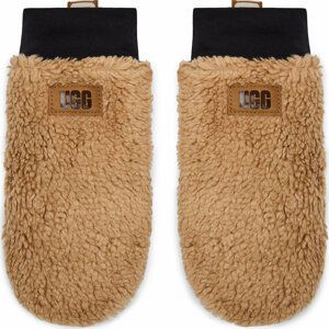 Dámské rukavice Ugg W Sherpa Mitten W Logo Tape 21631 Caramel