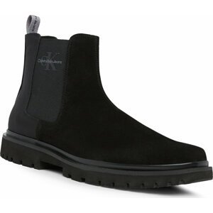 Kotníková obuv s elastickým prvkem Calvin Klein Jeans Eva Mid Chelsea Boot Suede YM0YM00764 Black/Stormfront 00T