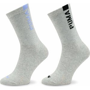 Sada 2 párů dámských vysokých ponožek Puma Women Slouch Sock 2P 938005 Grey Melange / Purple 03