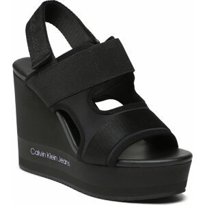Sandály Calvin Klein Jeans Wedge Sandal Webbing YW0YW01073 Black/Lavender Aura BEH