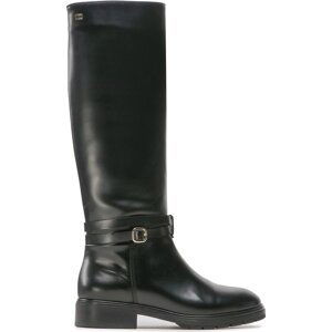 Kozačky ve vojenském stylu Tommy Hilfiger Leather Belt Longboot FW0FW06758 Black BDS