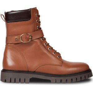 Polokozačky Tommy Hilfiger Buckle Lace Up Boot FW0FW06734 Natural Cognac GTU