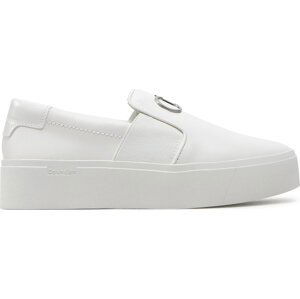 Sneakersy Calvin Klein Flatform Cup Slip On Re Lock Lth HW0HW02057 White YBR