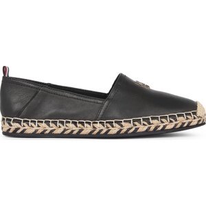 Espadrilky Tommy Hilfiger Th Leather Flat Espadrille FW0FW07720 Černá