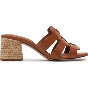 Nazouváky Tommy Hilfiger Block Mid Heel Leather Sandal FW0FW08049 Hnědá