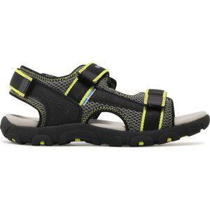 Sandály Geox J S.Strada A J1524A 014CE C9151 S Black/Fluo Yellow