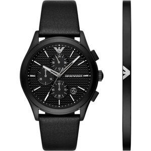 Sada hodinek a náramek Emporio Armani Paolo Gift Set AR80070SET Black/Black