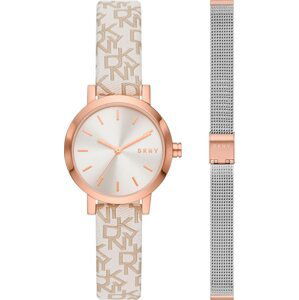 Hodinky DKNY Soho Gift Set NY6605SET Rose Gold/Ecru