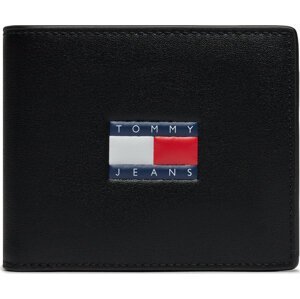 Velká pánská peněženka Tommy Jeans Tjm Heritage Leather Cc & Coin AM0AM12086 Černá