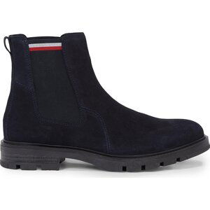 Kotníková obuv s elastickým prvkem Tommy Hilfiger Corpoarte Hilfiger Suede Chelsea FM0FM04803 Modrá