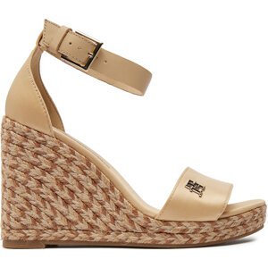 Espadrilky Tommy Hilfiger Colorful High Wedge Satin Sandal FW0FW07914 Béžová