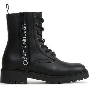 Polokozačky Calvin Klein Jeans Combat Mid Laceup Zip Wn YW0YW01035 Černá