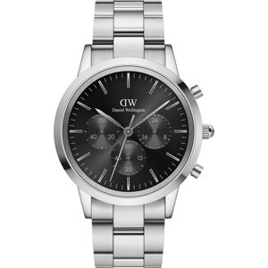 Hodinky Daniel Wellington Iconic Chronograph Link Onyx DW00100645 Silver/Black