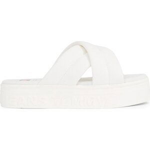 Nazouváky Tommy Jeans Tjw Lettering Flatform Sandal EN0EN02465 Ecru YBL