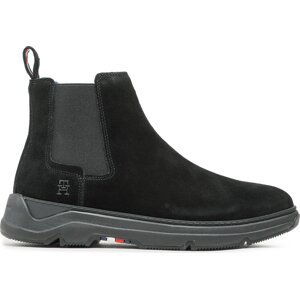 Kotníková obuv s elastickým prvkem Tommy Hilfiger Premium Th Suede Hybrid Chelsea FM0FM04683 Černá