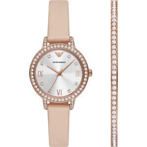 Sada hodinek a náramek Emporio Armani Cleo Gift Set AR80069SET Rose Gold/Beige