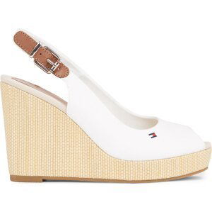 Sandály Tommy Hilfiger Iconic Elena Sling Back Wedge FW0FW04789 Ecru YBL