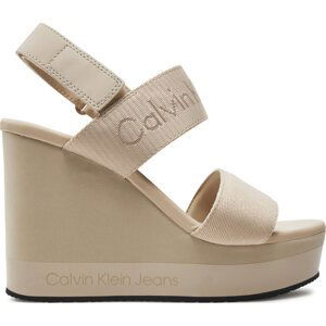 Sandály Calvin Klein Jeans Wedge Sandal Webbing In Mr YW0YW01360 Eggshell 0F4