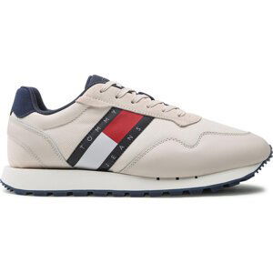 Sneakersy Tommy Jeans Retro Leather Tjm Runner EM0EM01081 Stony Beige ACE