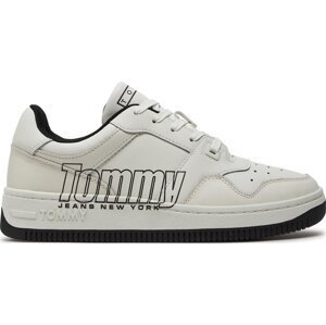 Sneakersy Tommy Jeans Tjm Basket Logo EM0EM01257 Ecru YBL