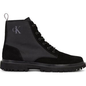 Kotníková obuv Calvin Klein Jeans Eva Mid Laceup Lth Boot Hiking YM0YM00842 Černá