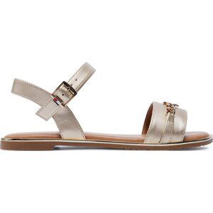 Sandály Tommy Hilfiger Flat Sandal T3A2-33253-1372 S Zlatá