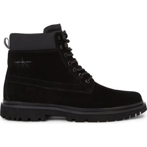 Kotníková obuv Calvin Klein Jeans Eva Mid Laceup Boot Suede YM0YM00802 Black/Stormfront 00T