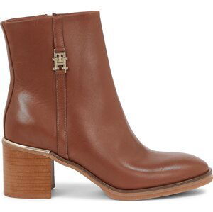 Polokozačky Tommy Hilfiger Feminine Th Hardware Mid Bootie FW0FW07539 Natural Cognac GTU