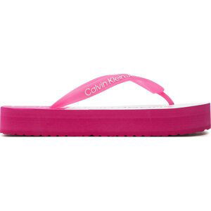 Žabky Calvin Klein Jeans Beach Sandal Flatform Monologo YW0YW01617 Fucsia Fedora/Bright White 0J3