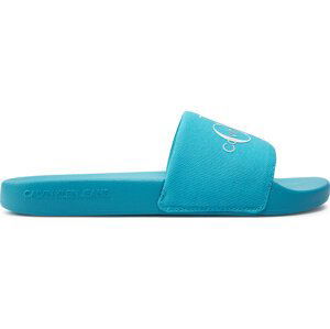 Nazouváky Calvin Klein Jeans Slide Monogram Co YW0YW00103 Blue Atoll/Bright White 0G8