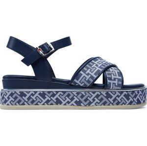 Sandály Tommy Hilfiger Logo Oll Over Platform Sandal T3A2-33256-0325 S Tmavomodrá