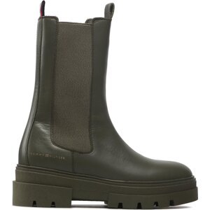 Kotníková obuv s elastickým prvkem Tommy Hilfiger Monochromatic Chelsea Boot FW0FW06730 Army Green RBN