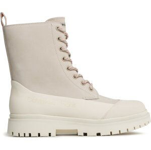 Polokozačky Calvin Klein Jeans Chunky Combat Laceup Boot Rub YW0YW01066 Eggshell/Creamy White ACF