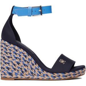 Espadrilky Tommy Hilfiger Colorful High Wedge Satin Sandal FW0FW07914 Blue Mix 0G3