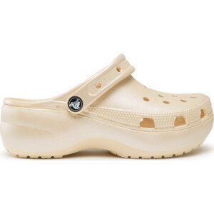 Nazouváky Crocs Crocs Classic Platform Shimmer Clog 208590 Béžová