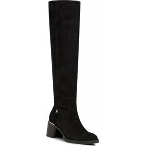 Mušketýrky Tommy Hilfiger Feminine Suede Overknee Boot FW0FW07667 Black BDS