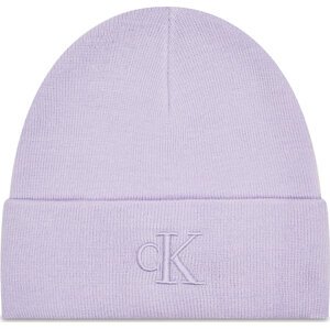 Čepice Calvin Klein Jeans Monogram Embro Beanie K60K612319 Fialová