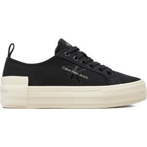 Tenisky Calvin Klein Jeans Bold Vulc Flatf Low Lace Mix Mtl YW0YW01465 Černá