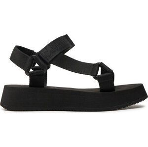 Sandály Calvin Klein Jeans Sandal Velcro Webbing In Mtl YW0YW01480 Černá