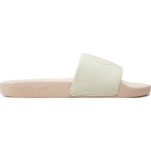 Nazouváky Calvin Klein Jeans Slide Monogram Co YW0YW00103 Écru