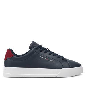 Sneakersy Tommy Hilfiger Th Court Leather Grain Ess FM0FM05297 Tmavomodrá